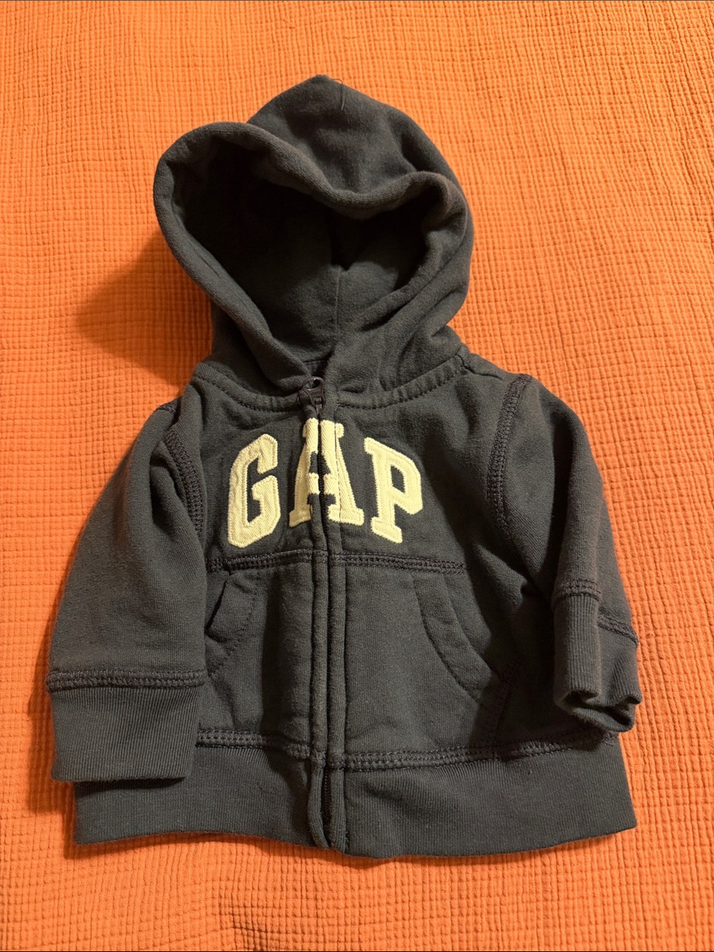 GAP Baby Navy Hooded Zip Sweatshirt with White Logo
